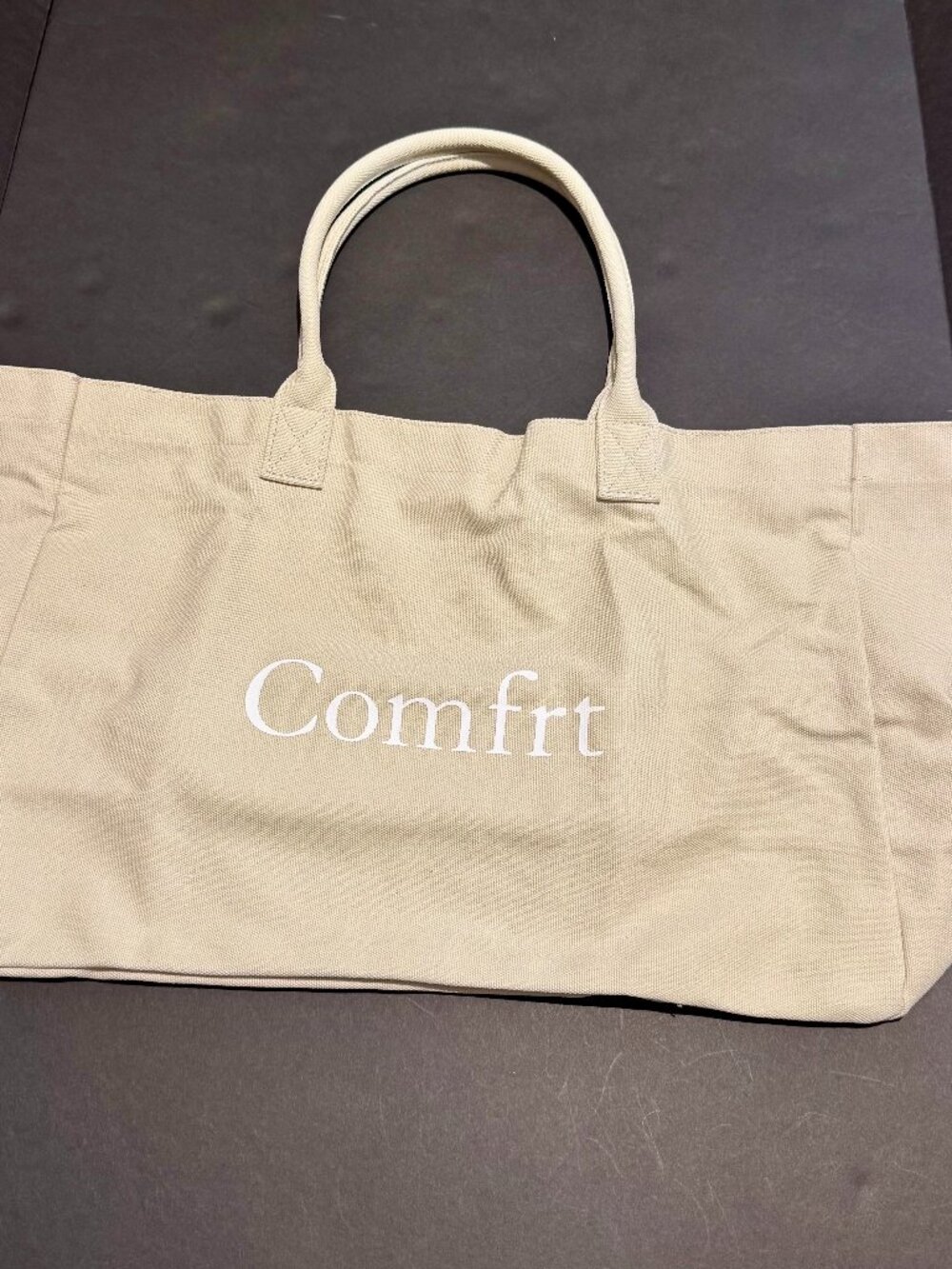 New Comfrt Cream/Light Beige Canvas Tote Bag